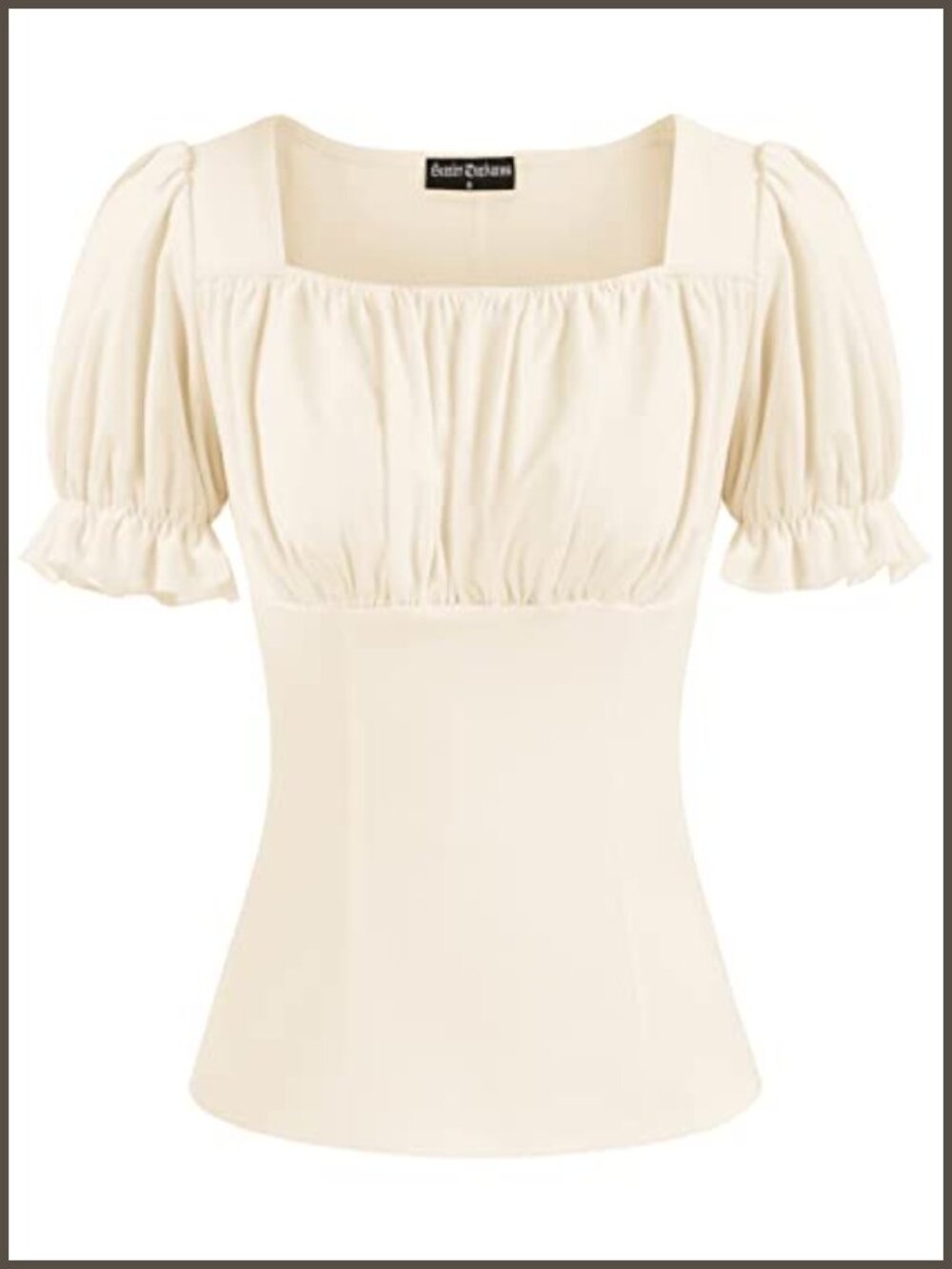 Puff Sleeve Square Neck Peasant Blouse Slim Fit Renaissance Top
